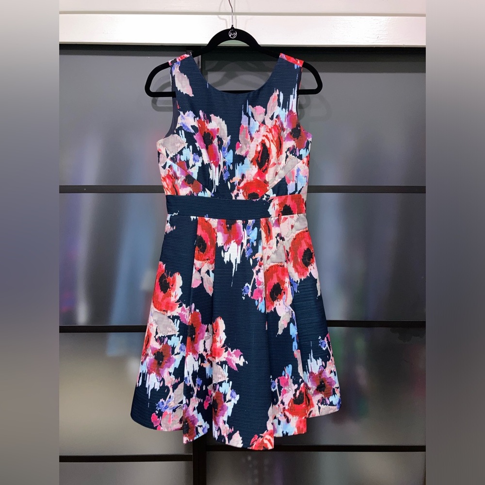 Kate Spade navy watercolor dress with bow back